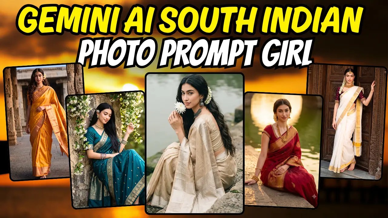 5 Stunning South Indian Girl AI Photo Prompts Saree 2026 | Trending Insta Prompts