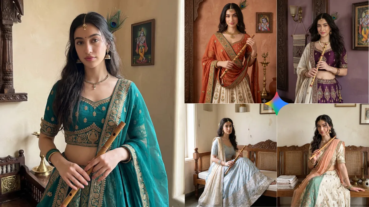 5 Best Viral Janmashtami AI Photo Prompts for Girls Krishna Leela Look | Trending Insta Prompts