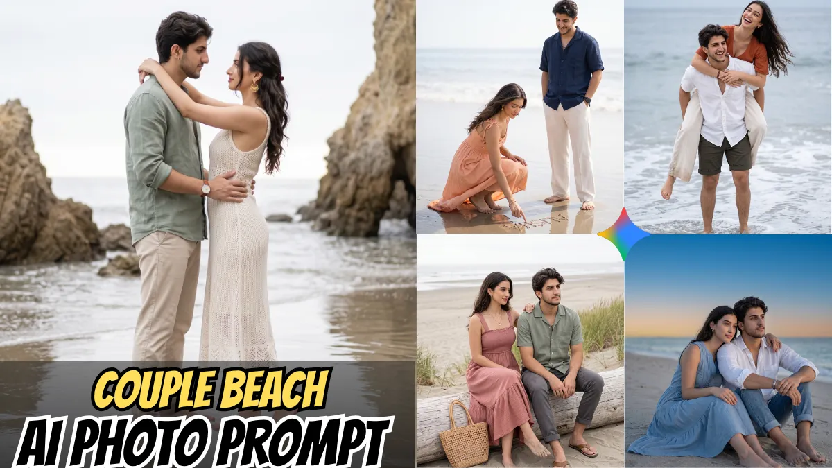 5 Stunning Couple Beach Prompts for Gemini AI Photos 2026 | Trending Insta Prompts