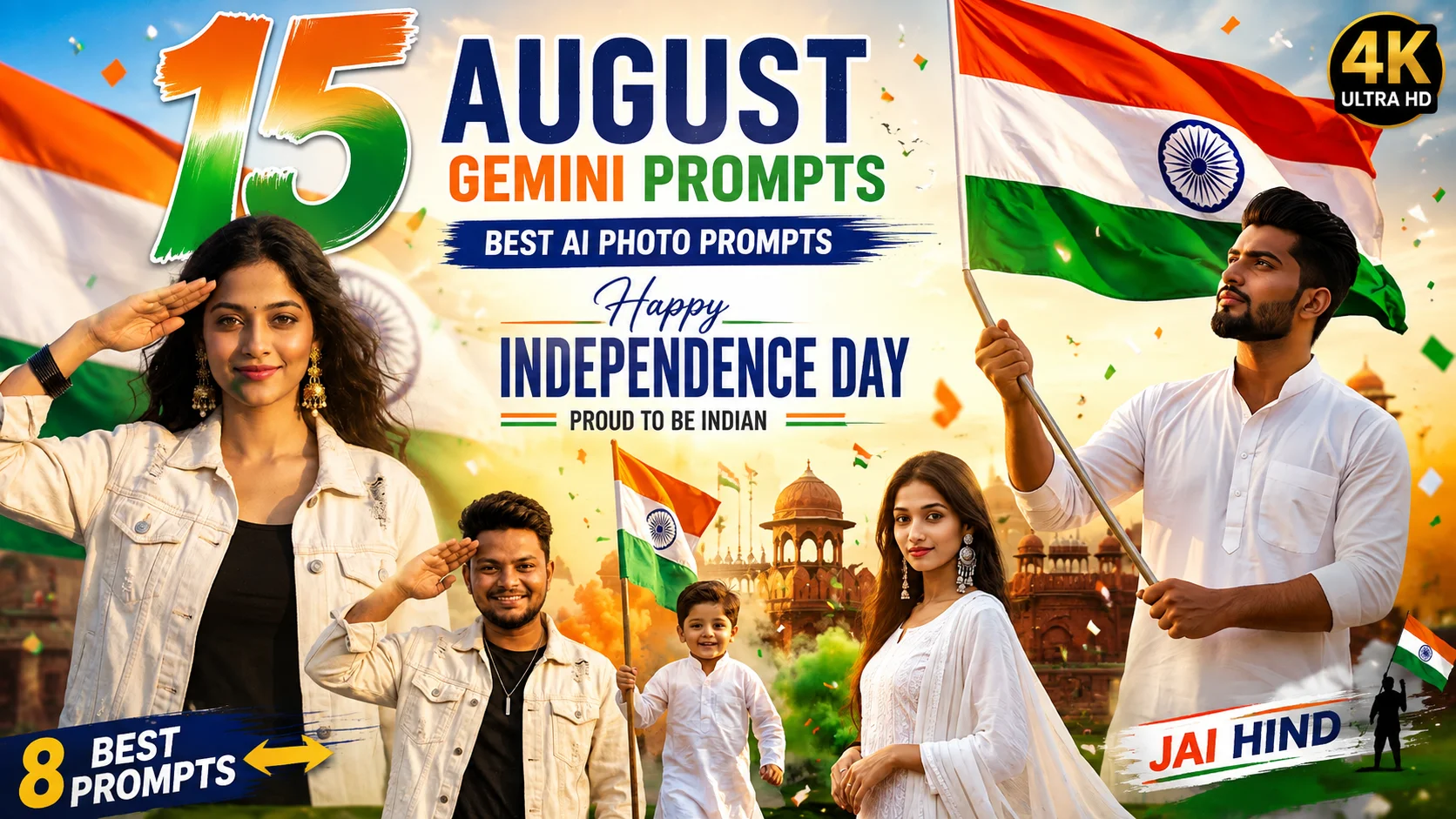 15 August Gemini Prompts: 8 Best Happy Independence Day Gemini Prompts for 2026 | Trending Insta Prompts