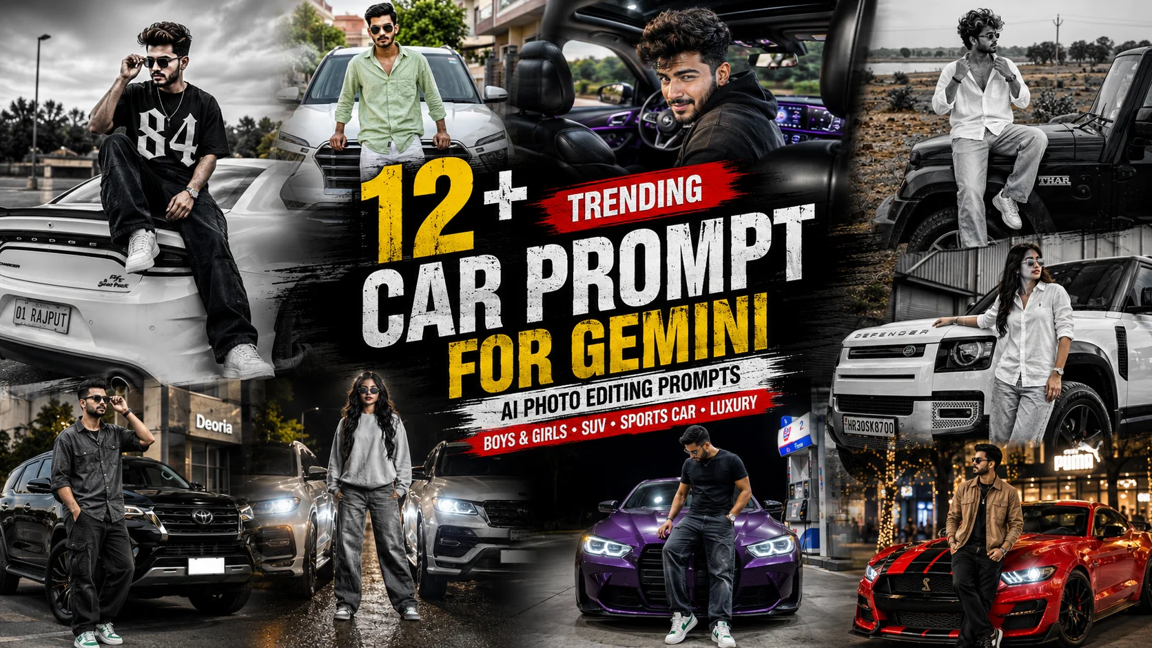 Trending Car Prompt for Gemini: 12 AI Car Photo Editing Prompts for Boys & Girls | Trending Insta Prompts
