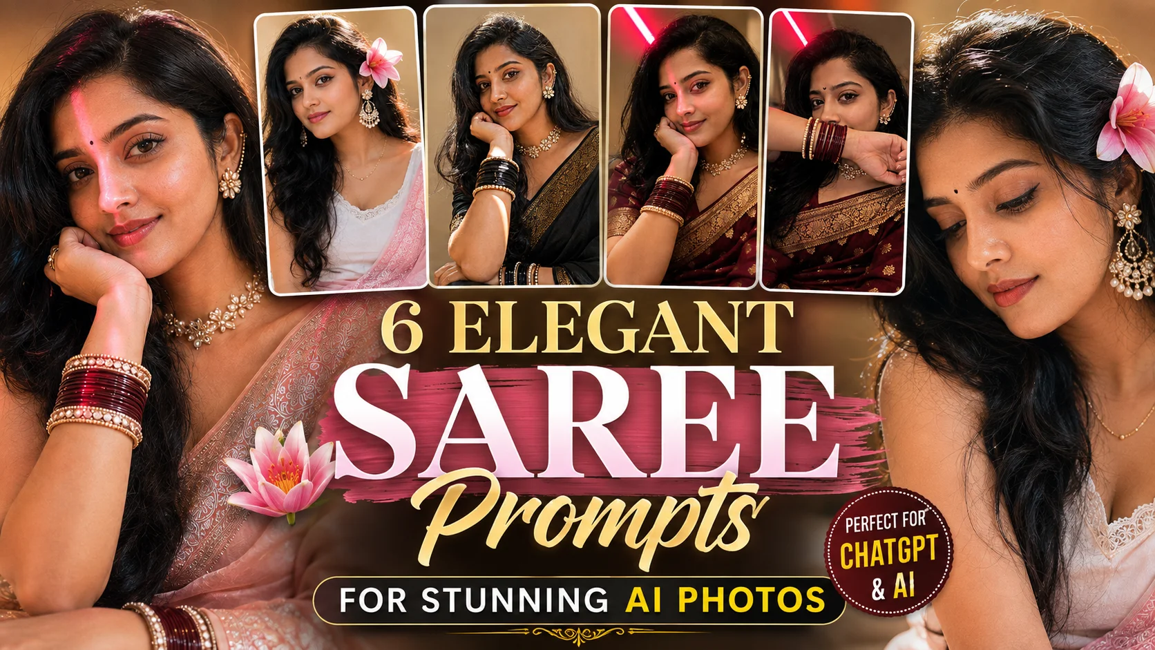 Elegant Saree Prompts: 7 Beautiful AI Saree Photo Prompts for Girls | Trending Insta Prompts
