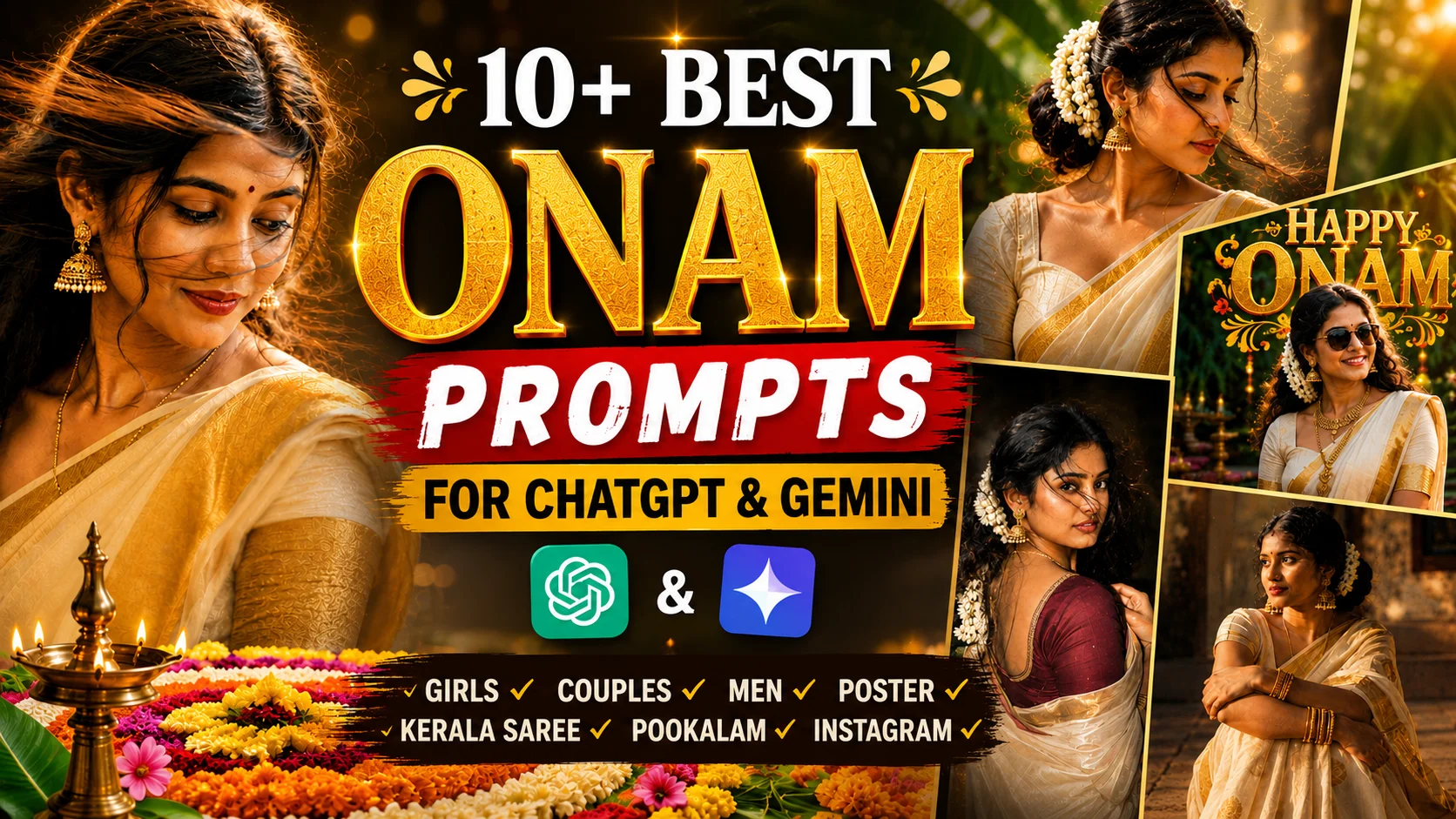 15+ Best Onam Prompts for ChatGPT, Gemini & South Indian Looks | Trending Insta Prompts