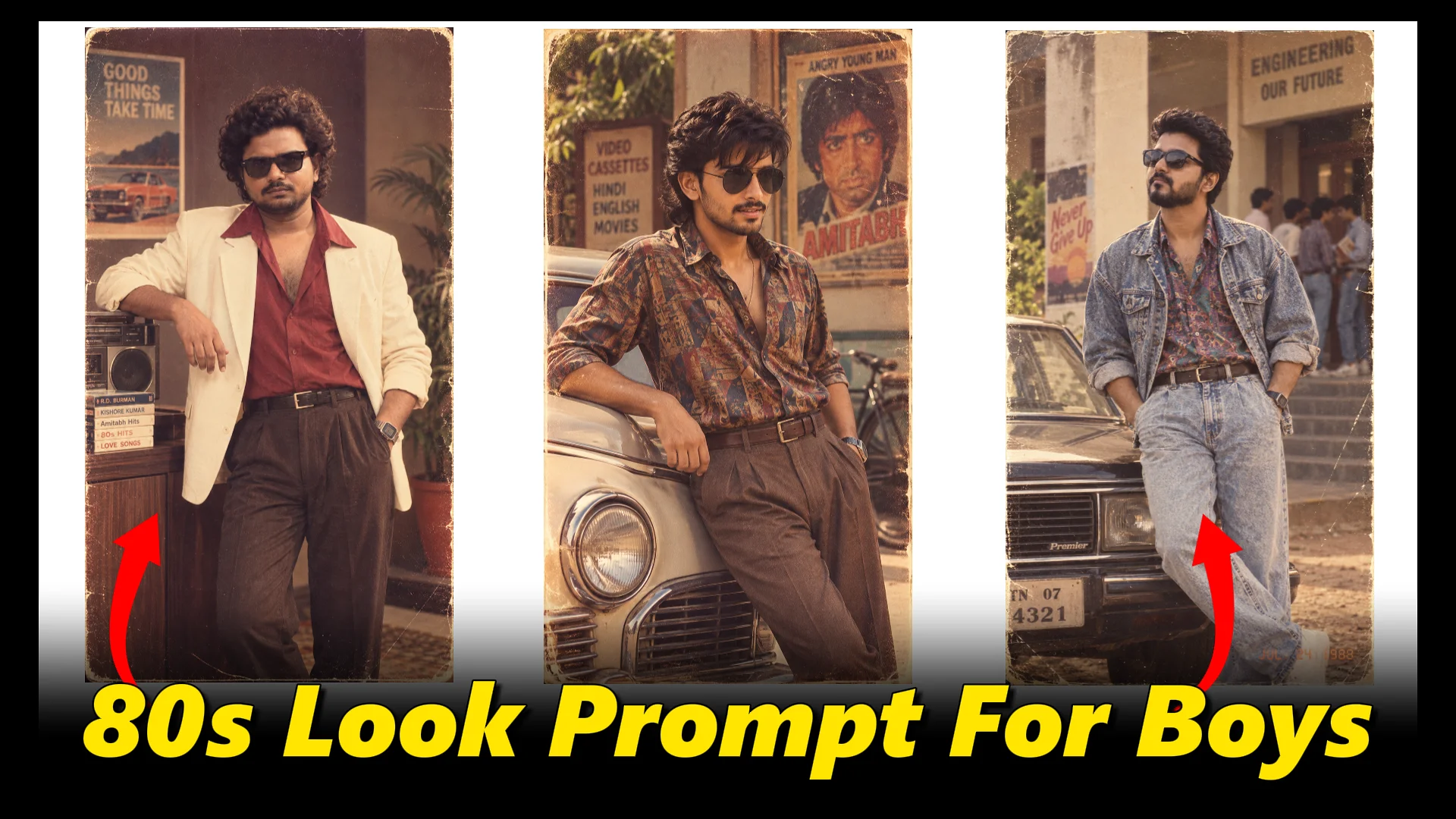 Now Trending 80s Look Prompt for Boys: 8 Viral Retro Trending 80s Prompt For Men | Trending Insta Prompts
